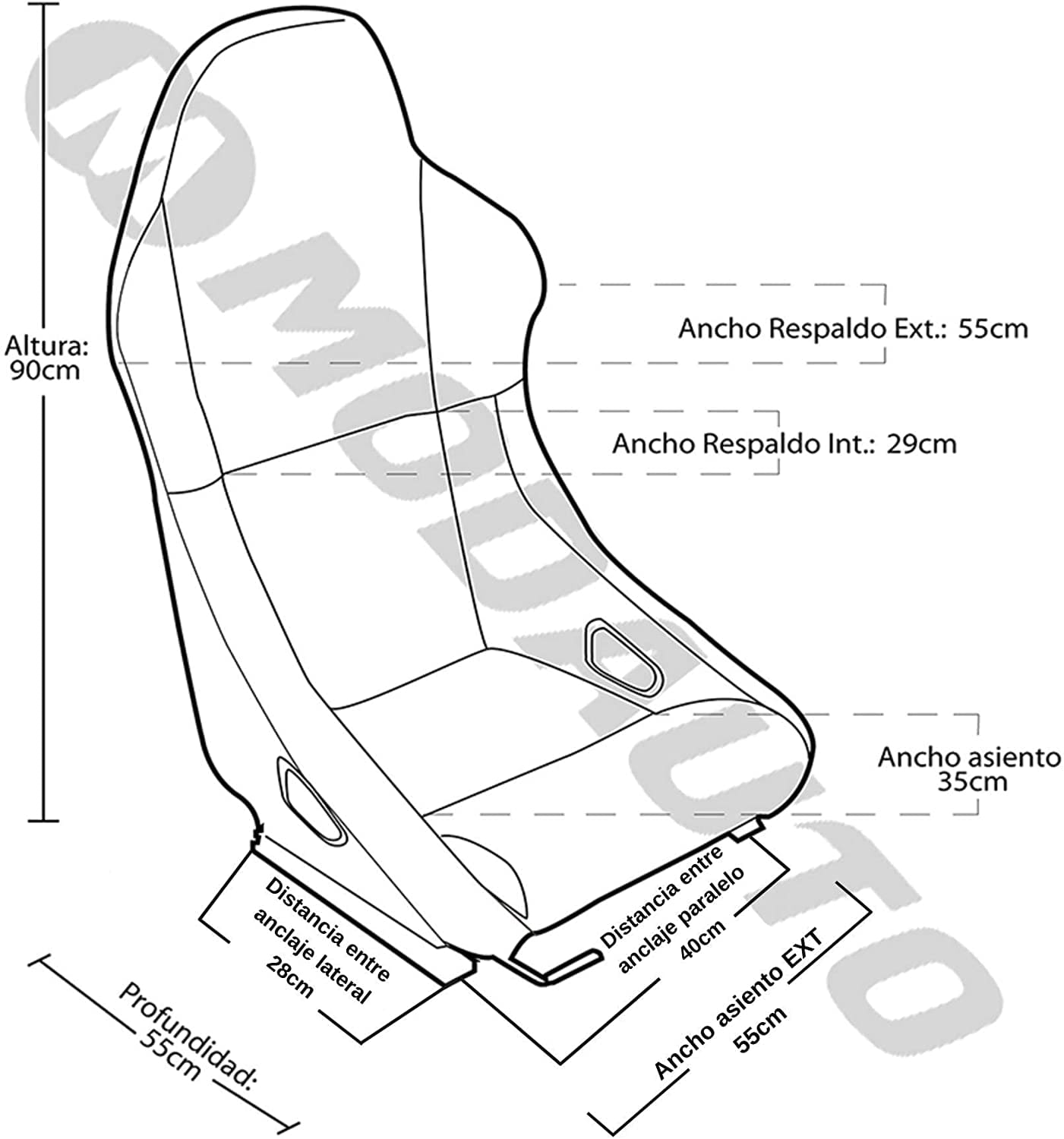 Baquet desportiva Racing Seat com calhas deslizantes - Image 6