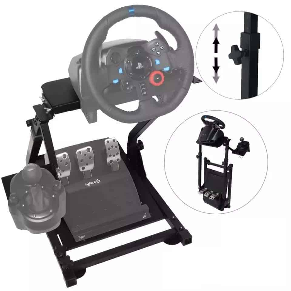 Suporte de Volante, Pedais e caixa de velocidades para Logitech, Thrustmaster e Fanatec - Wheel Stand